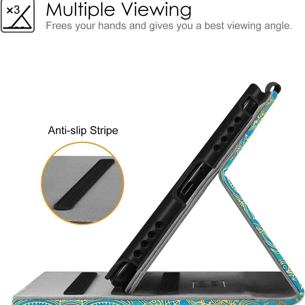 Galaxy Tablet Case With Multi-angle Viewing Stand & Pocket, Blue Paisley Samsung